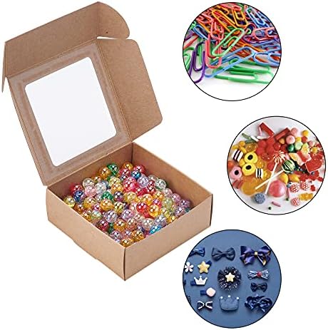 BENECREAT 20 Pack Square Brown Kraft Gift Boxes with Clear Windows