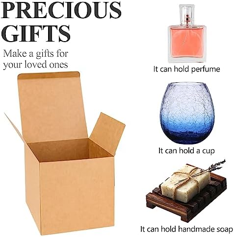 COTOPHER 25 Pack Brown Cube Gift Boxes with Lids and Ribbons