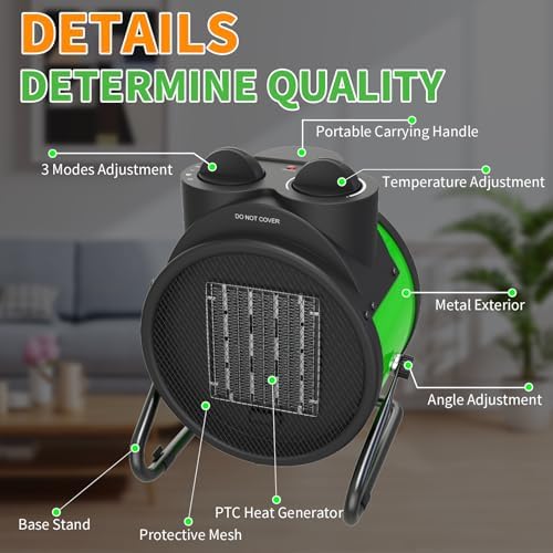 Buyplus 1500W Portable Garage Heater with 90 Adjustable Angle