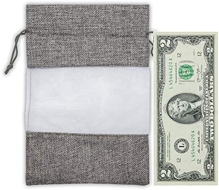12-Pack Medium Linen Burlap and Organza Gift Bags with Drawstrings