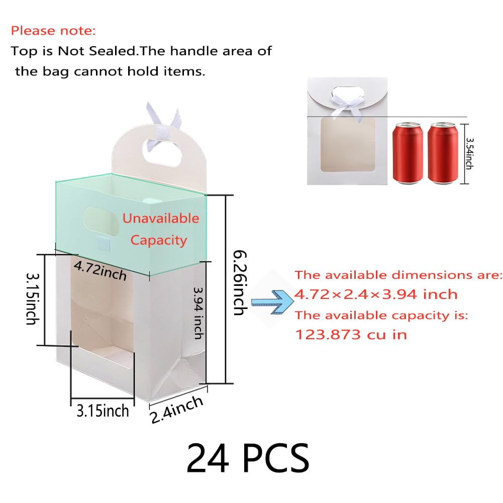 Nbeads 24 Pcs Small White Kraft Paper Bags with Window