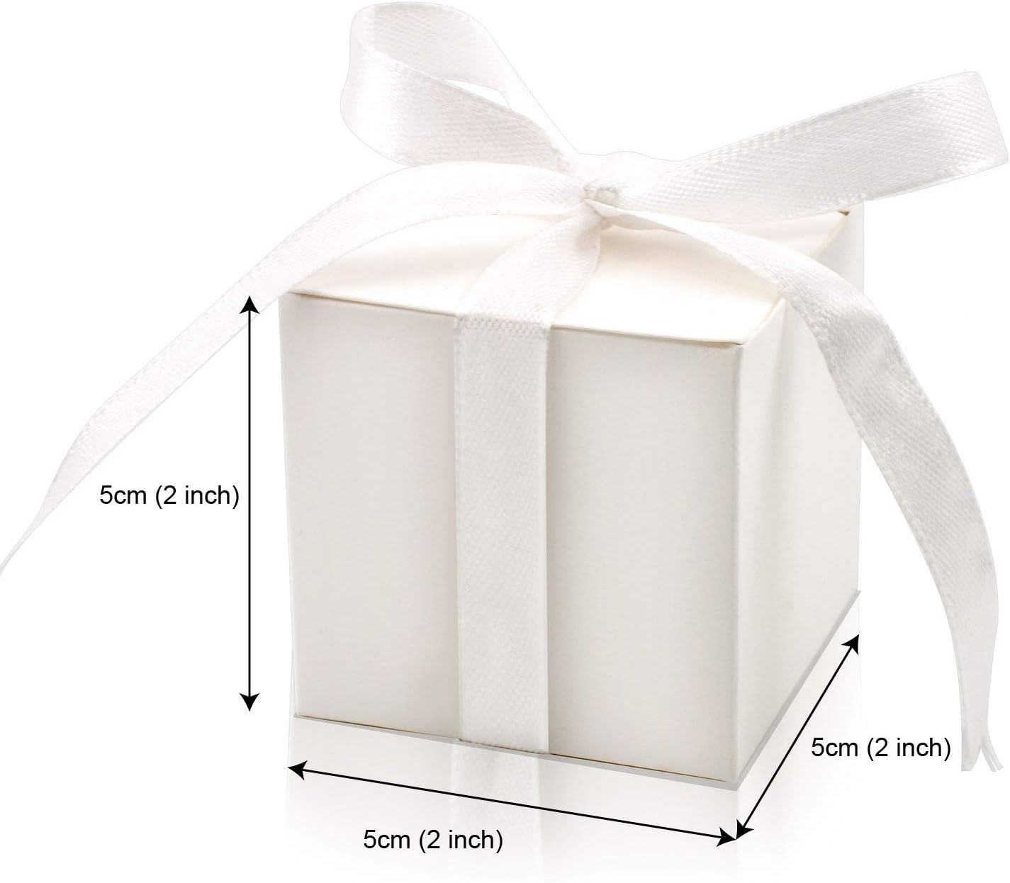 KPOSIYA 100 Pack 2x2x2 Inch White Gift Boxes with Ribbons