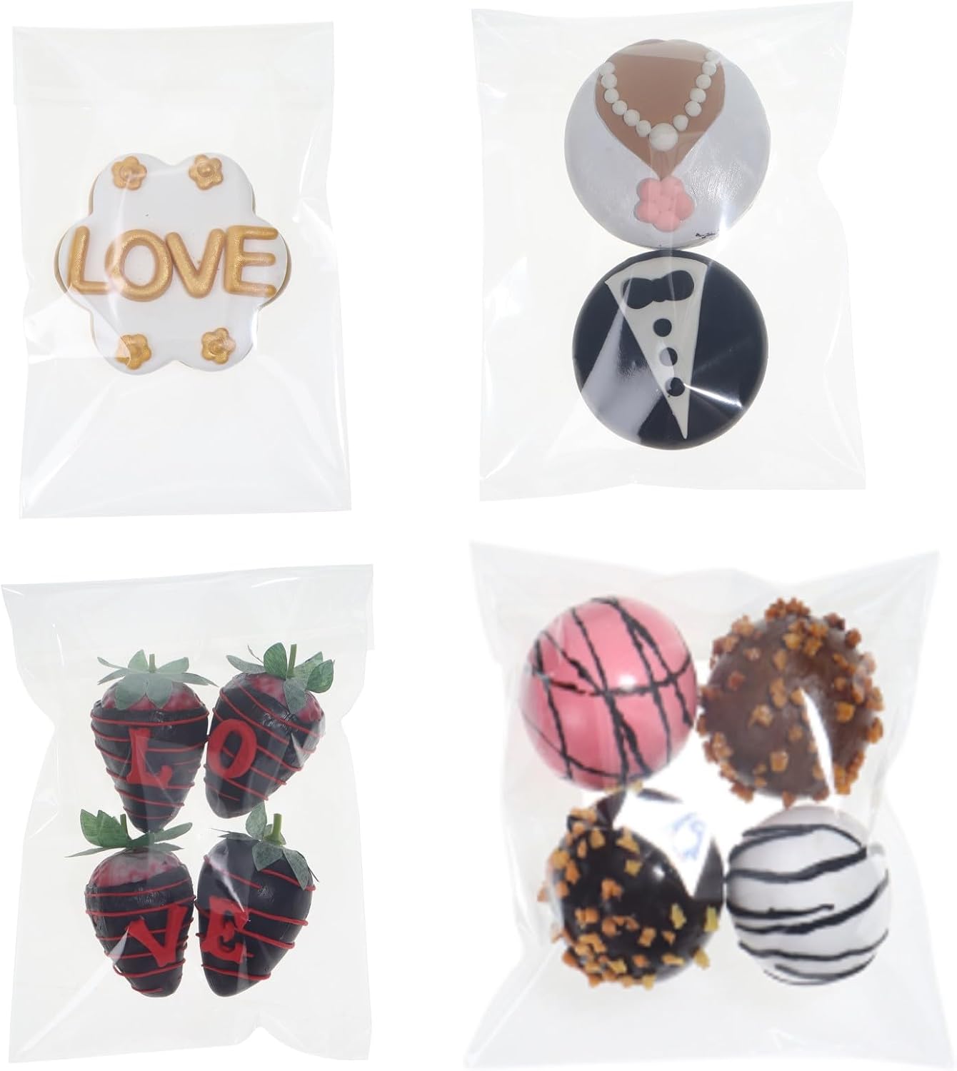 RomanticBaking 500Pcs Clear Cellophane Bags for Treats and Gifts
