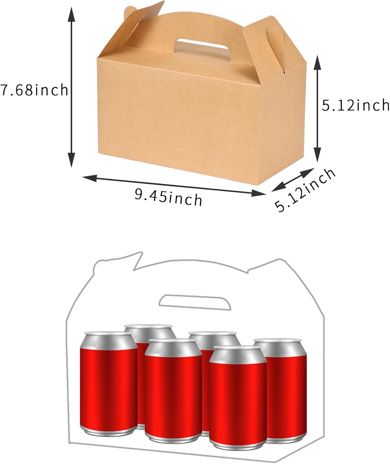 Aosric Brown Gable Gift Boxes with Handles 12 Pcs