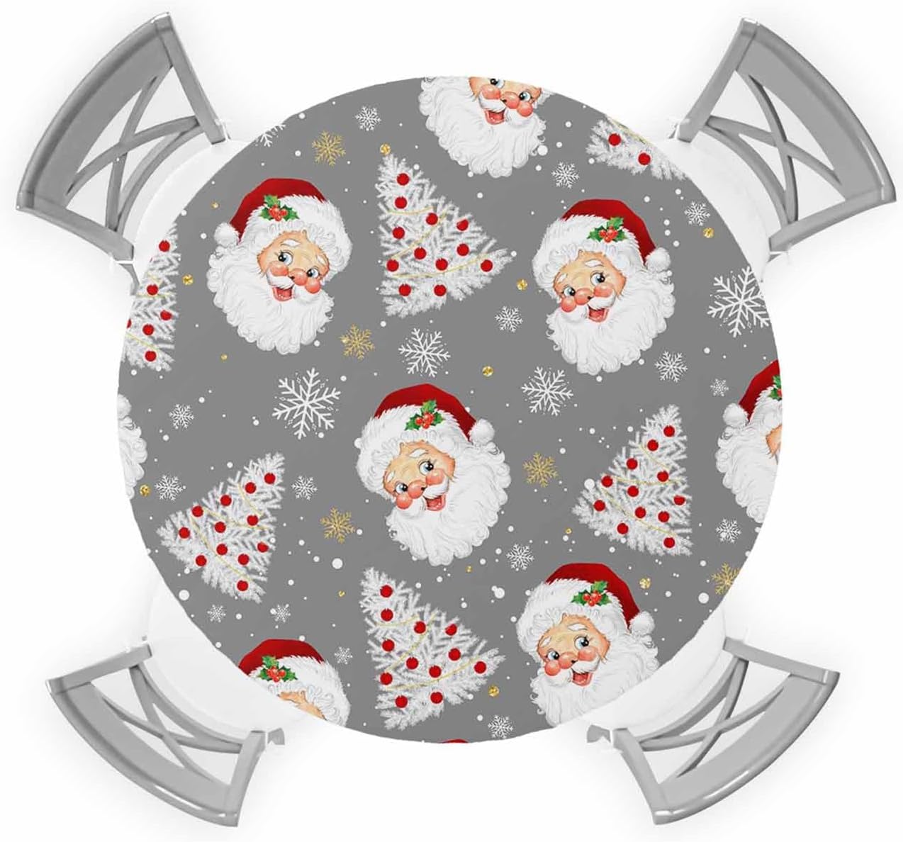 ZOE GARDEN Xmas Santa Round Waterproof Table Cover