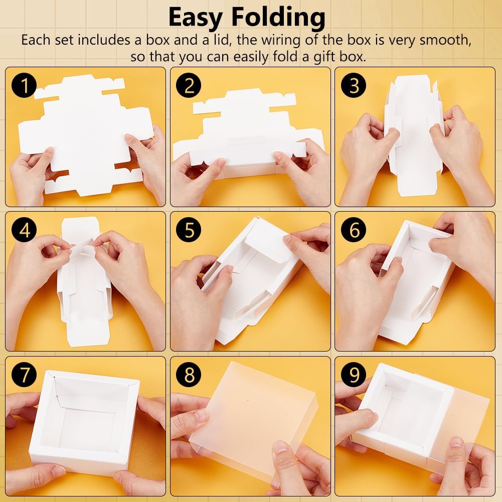 BENECREAT 12pcs White Paper Gift Boxes with PVC Windows