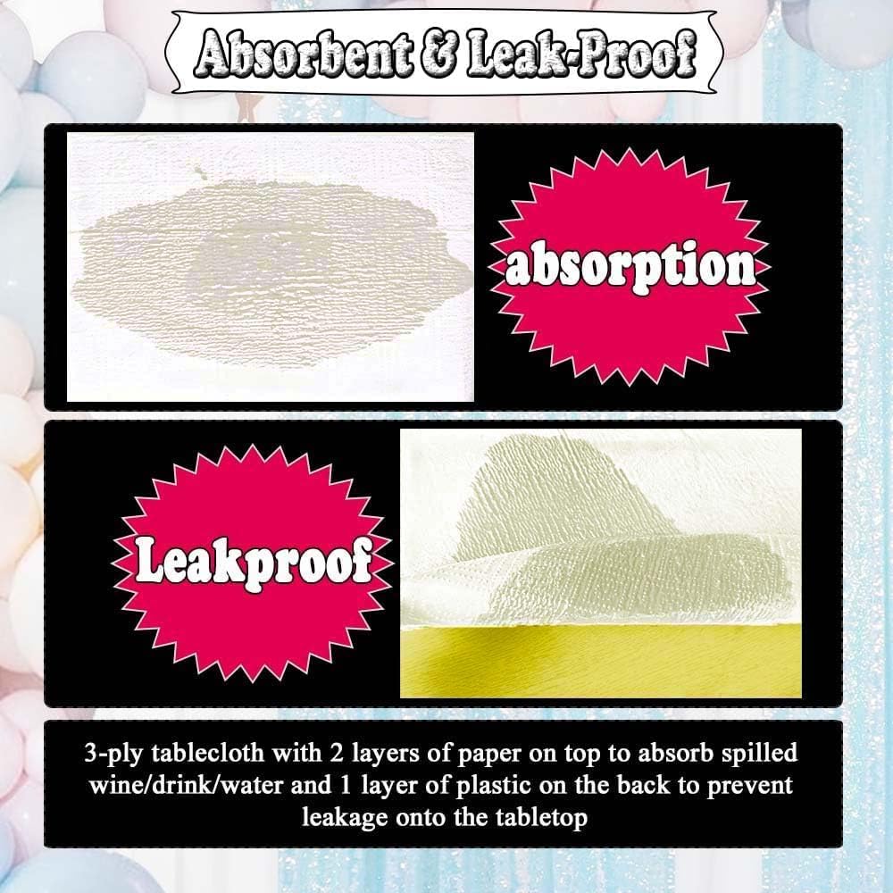 6 Pack Cream White Paper Tablecloth for Rectangle Tables 54x108 Inch