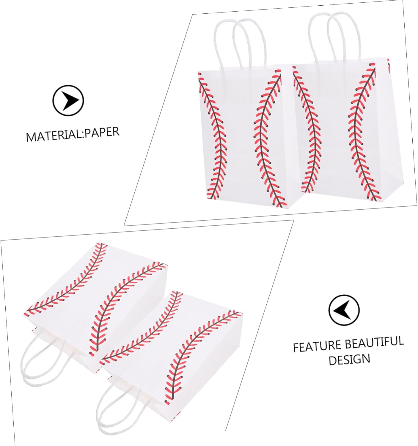 Totority 12pcs Baseball Themed Candy Bags for Party Favor