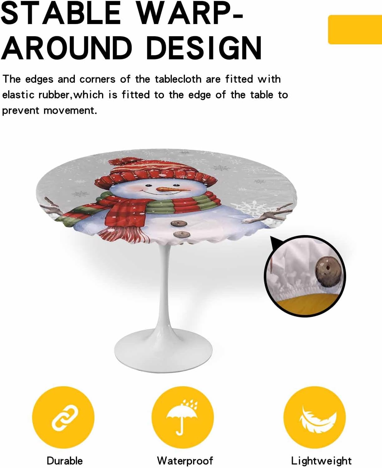 Grey Snowman Round Waterproof Table Cover for Indoor Outdoor Use