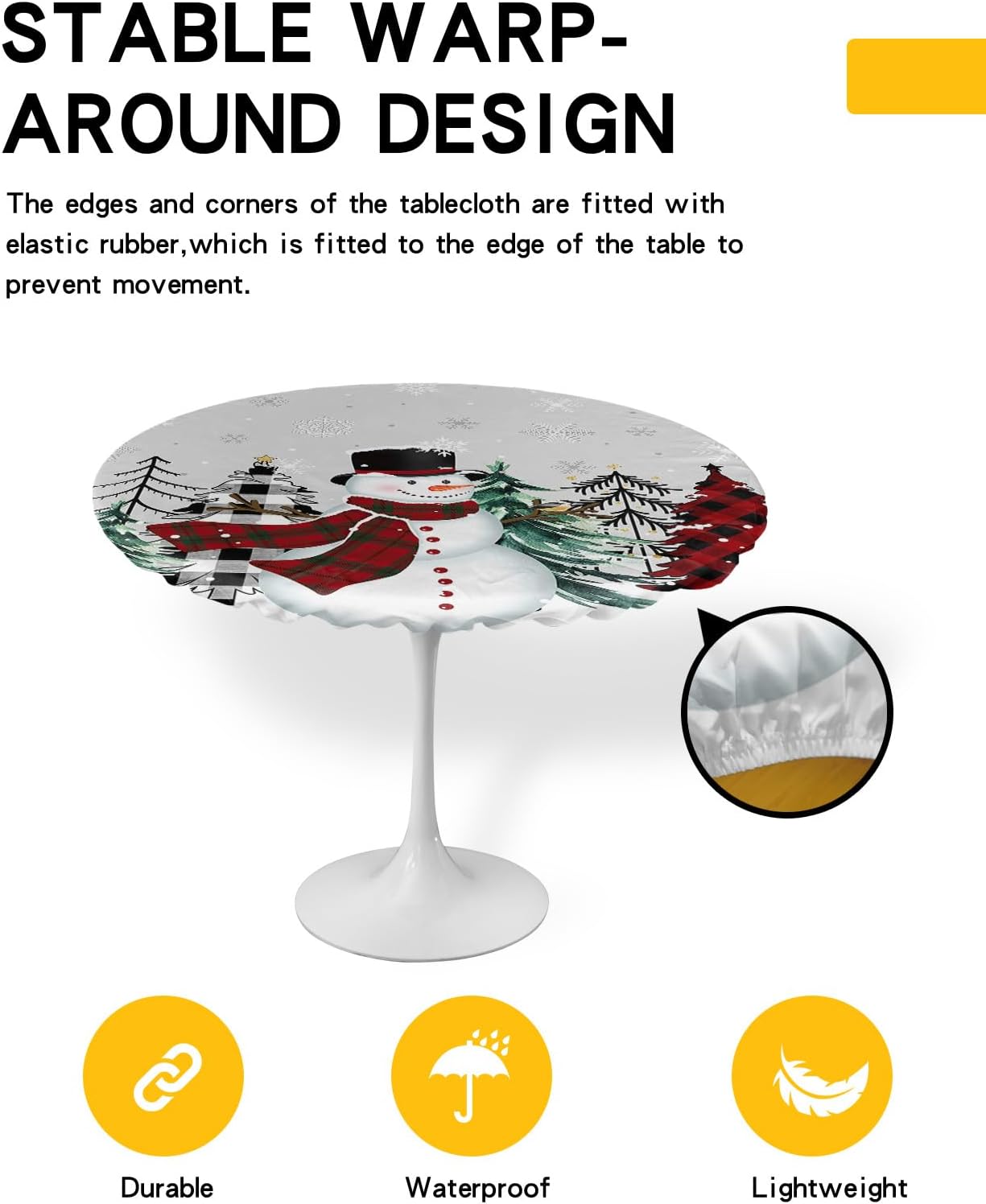 ZOE GARDEN Winter Snowman Round Waterproof Table Cover