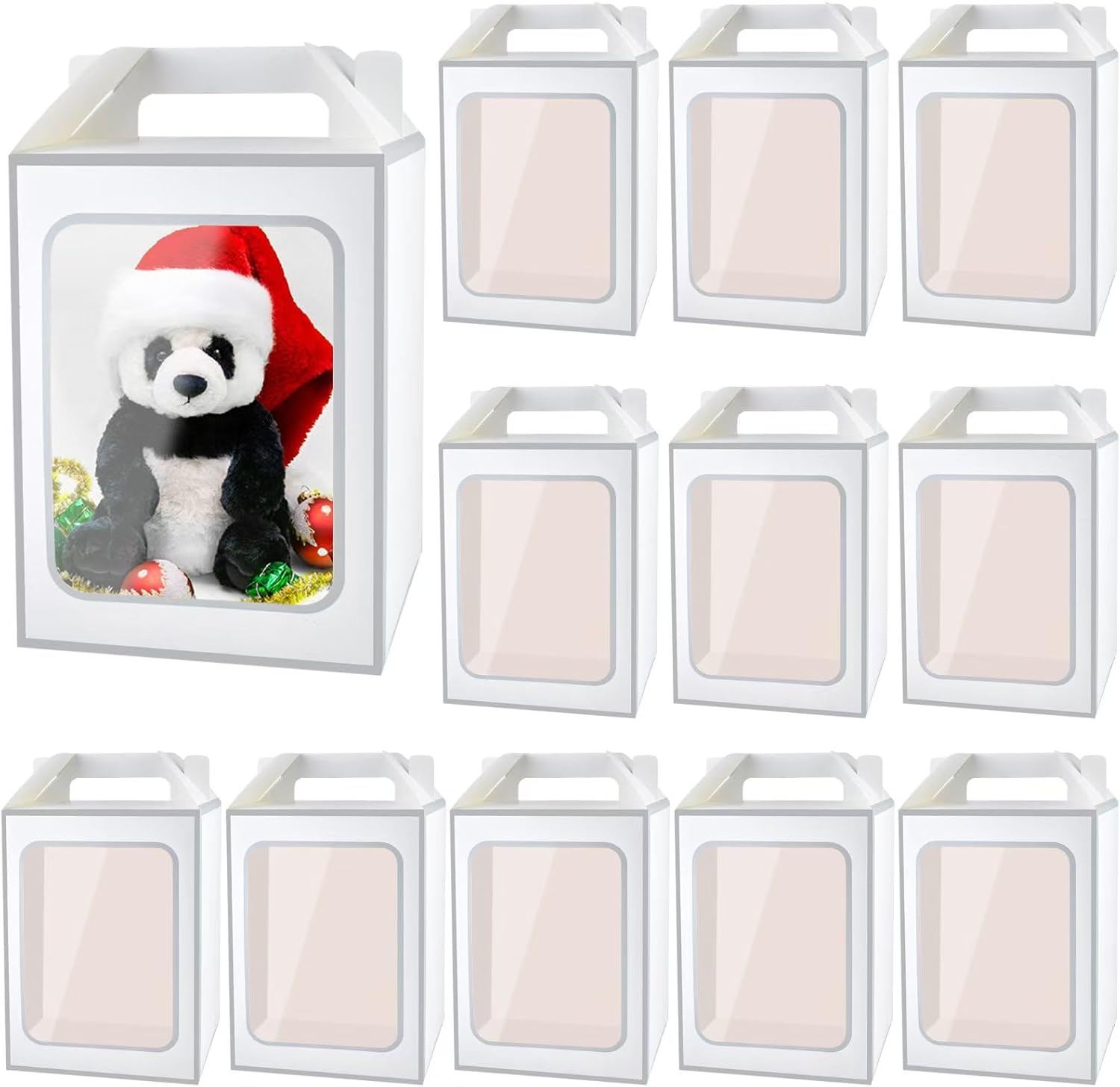 Enorteen 12 Pcs Clear Gift Bags with Transparent Window