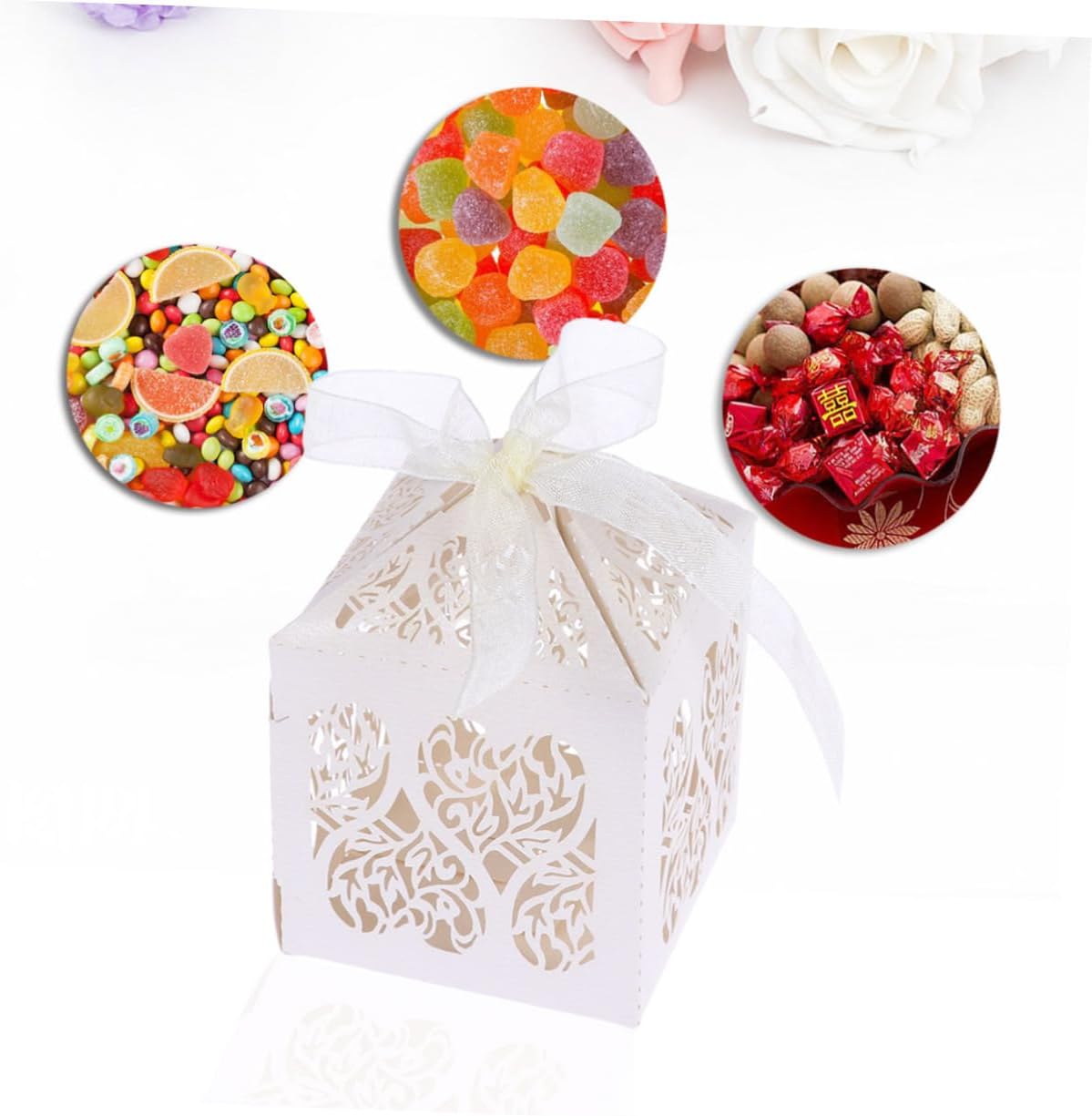 TOVINANNA 50pcs Hollow Craft Paper Gift Boxes for Wedding Party Favor