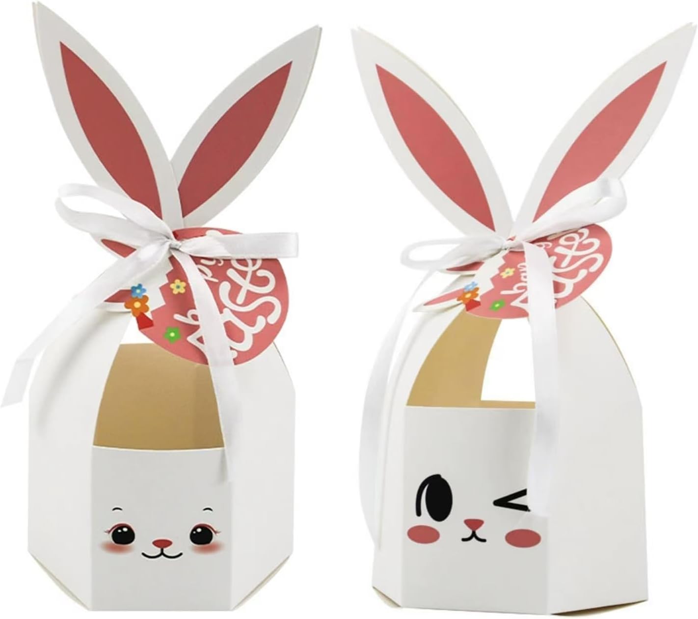 DUYUMOTO 20Pcs Bunny Easter Treat Boxes with Ribbon