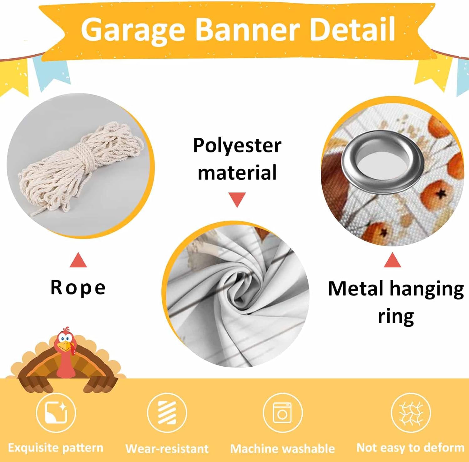 Fall Garage Door Banner with Pumpkins and Maple Leaves