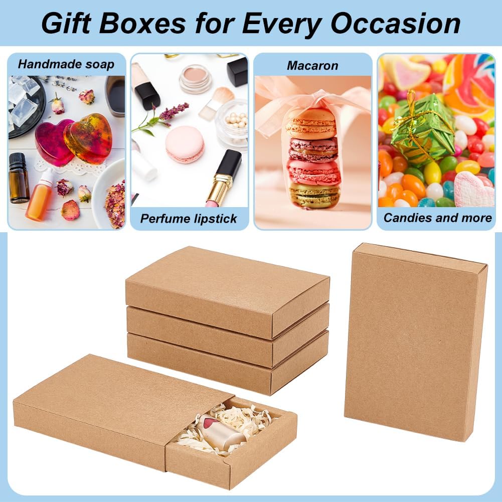 BENECREAT 20 Pack Brown Kraft Paper Drawer Boxes