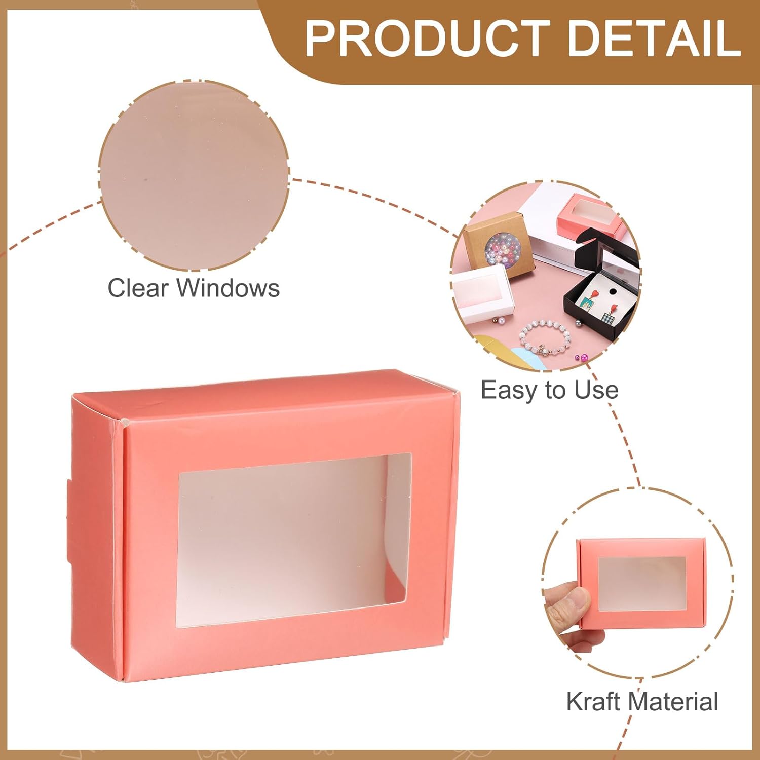 Uxcell 30Pcs Mini Kraft Soap Boxes with Clear Window Pink