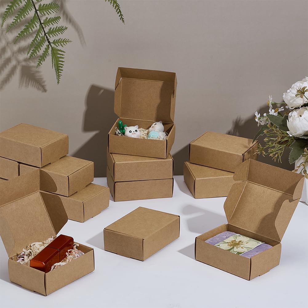 PH PandaHall 20pcs Brown Gift Box for Party Wedding Favor Packaging