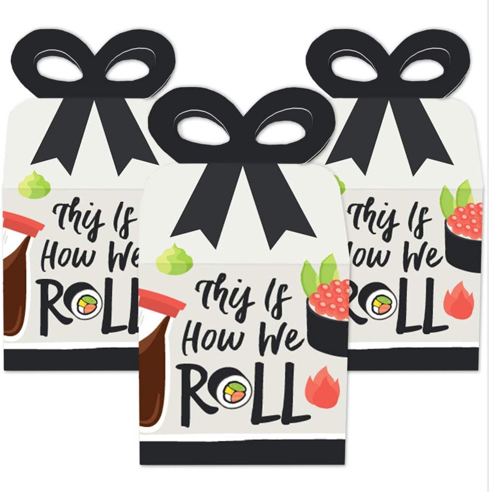 Big Dot of Happiness Lets Roll Sushi Bow Boxes Set of 12
