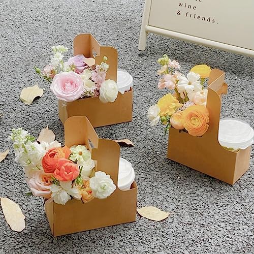 Enorteen 25 Pcs Kraft Paper Flower Gift Bags