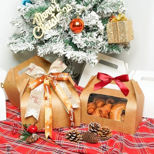WholeMy 30 Pack Large Gable Gift Boxes Brown Kraft with Window