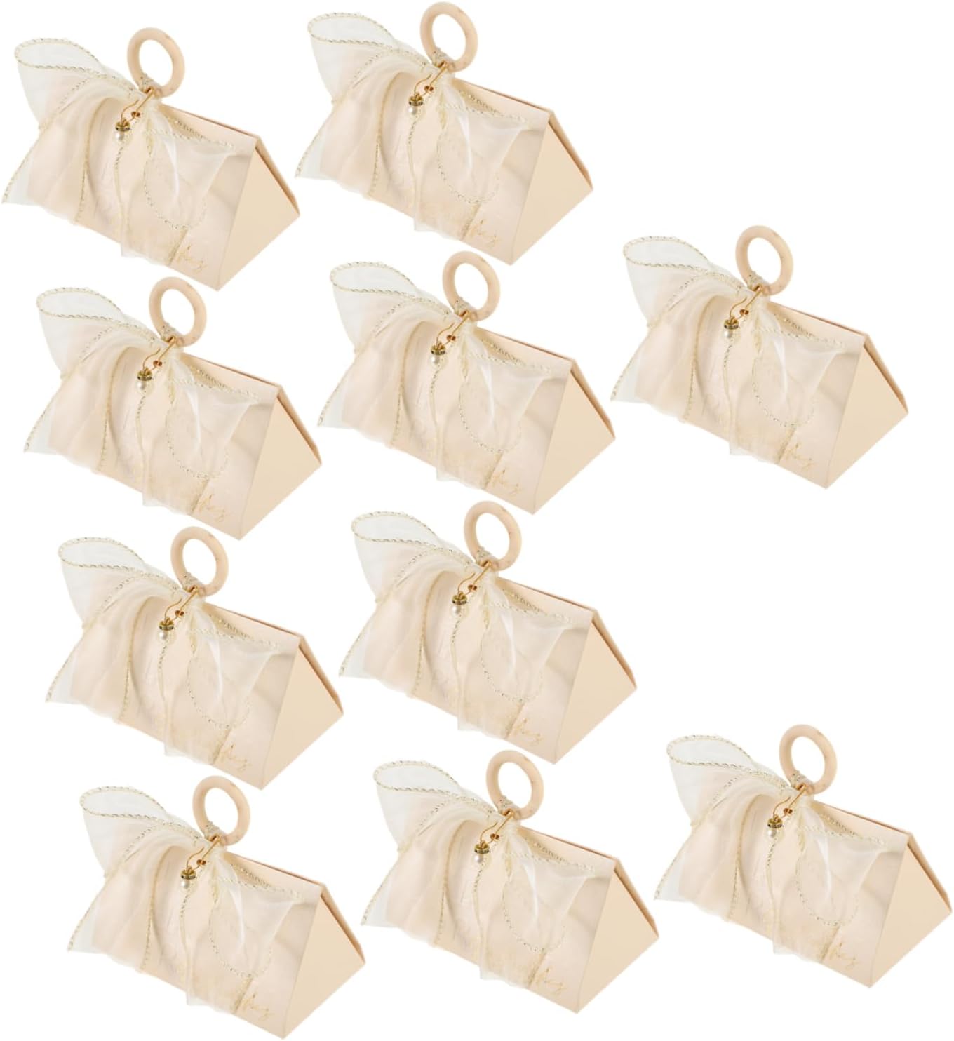 KOMBIUDA 10pcs Wedding Favor Boxes with Handle and Gold Trim