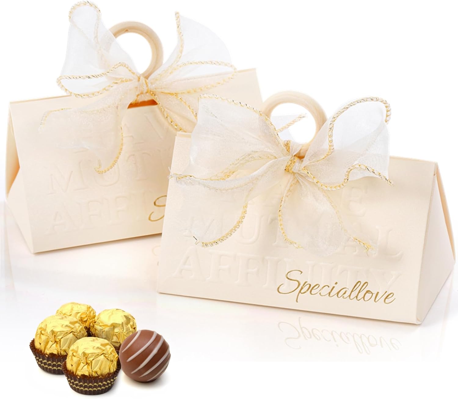 Yopay 30 Pack Wedding Favor Boxes with Handle and Gold Ribbons