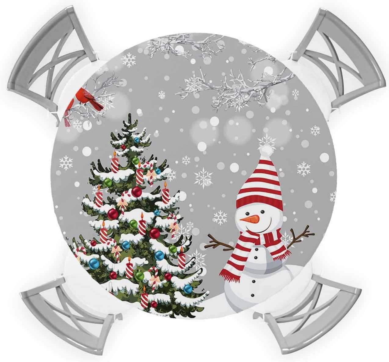ZOE GARDEN Christmas Gnomes Round Waterproof Table Cover