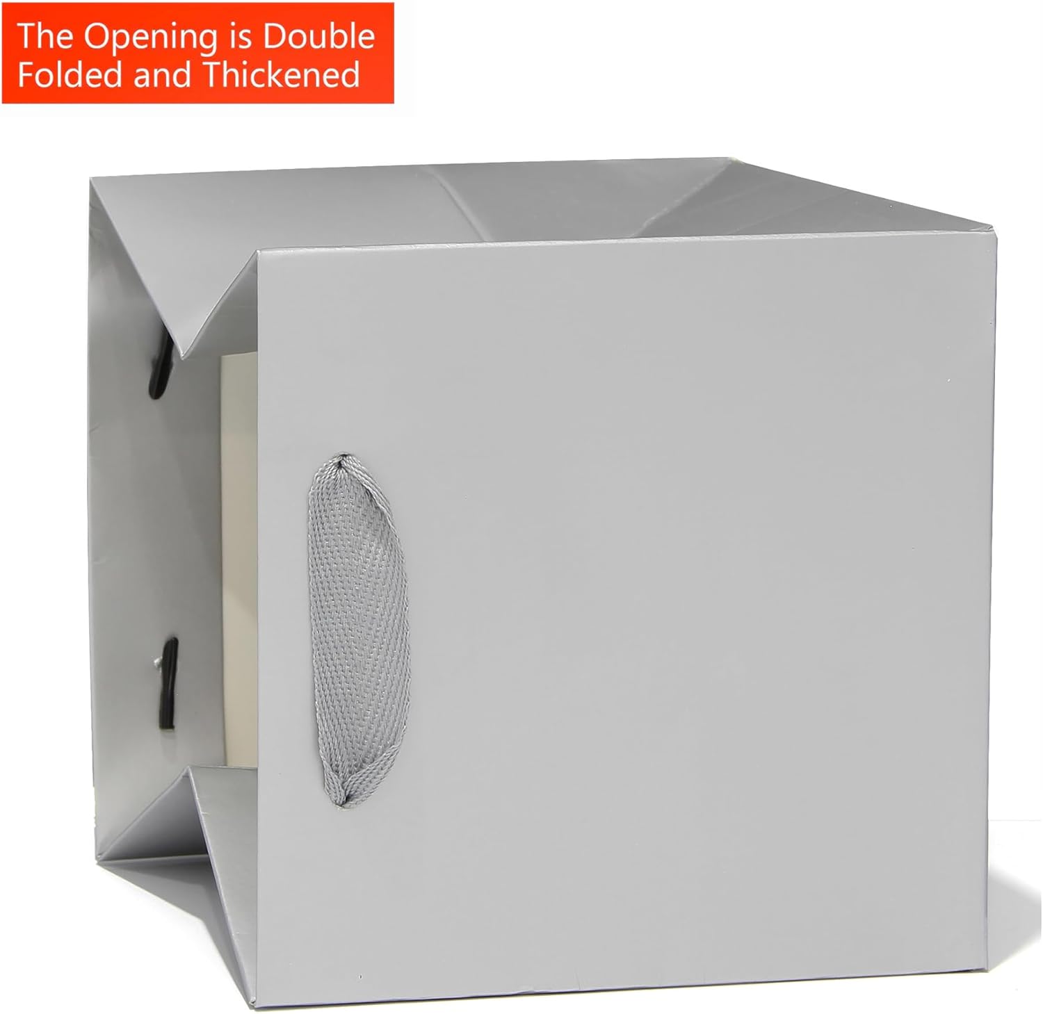 Silver Gray Square Gift Bags 12 Inch 10 CT