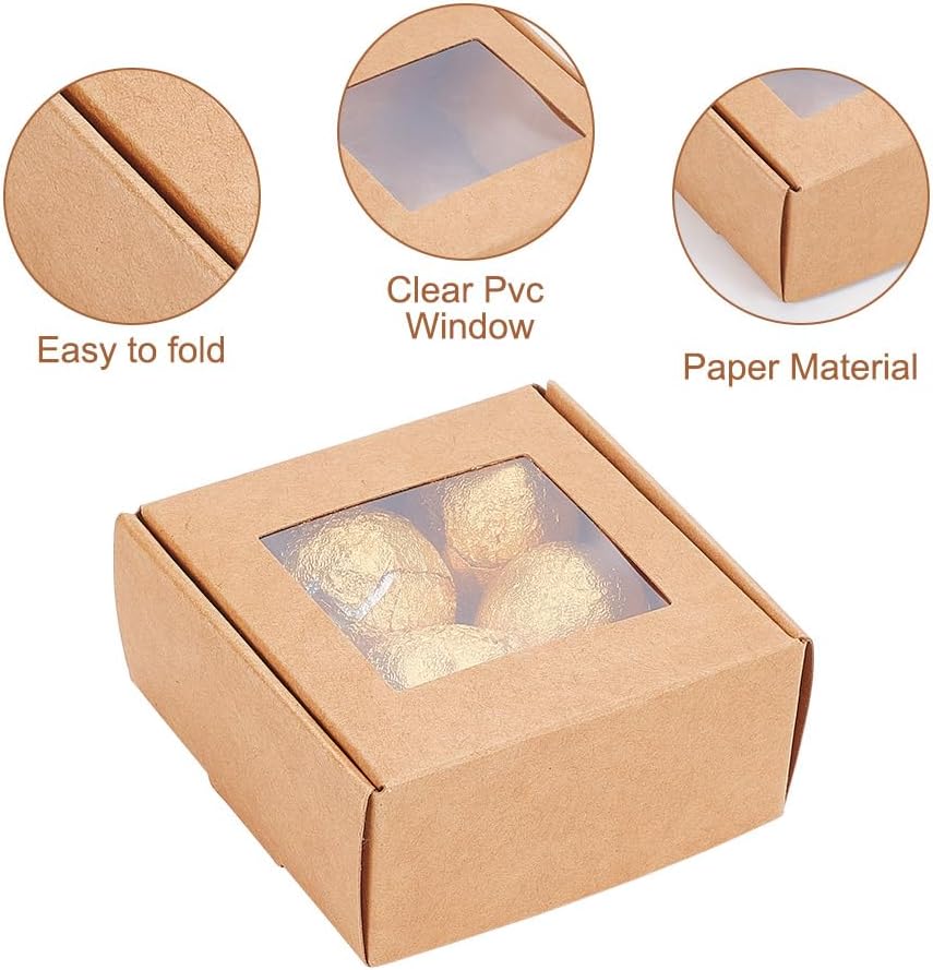 HOBBIESAY 20Pcs Folding Paper Boxes with Clear Window