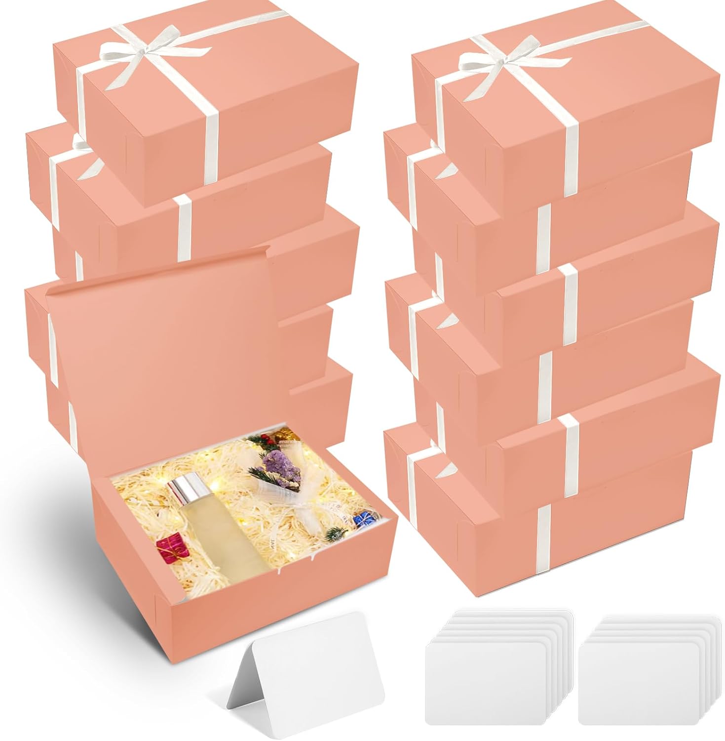 12 Pcs Large Pink Gift Boxes with Lid and Ribbon