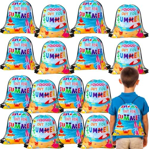 Sweetude 24 Pcs Summer Drawstring Backpack Gift Bags