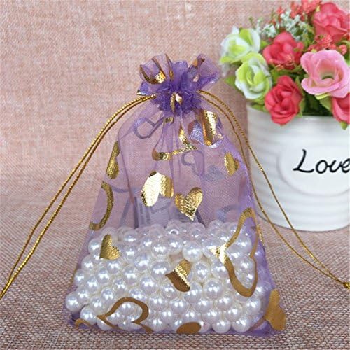 Wudygirl 100pcs Drawstring Organza Bags Lavender Love