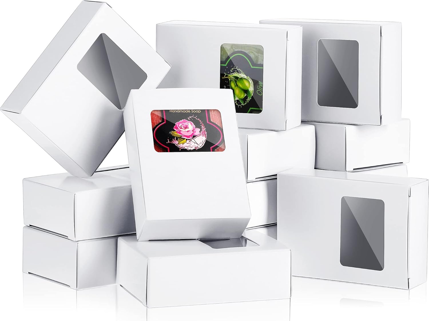 Spakon 30 Pcs Mini Kraft Soap Boxes with Window
