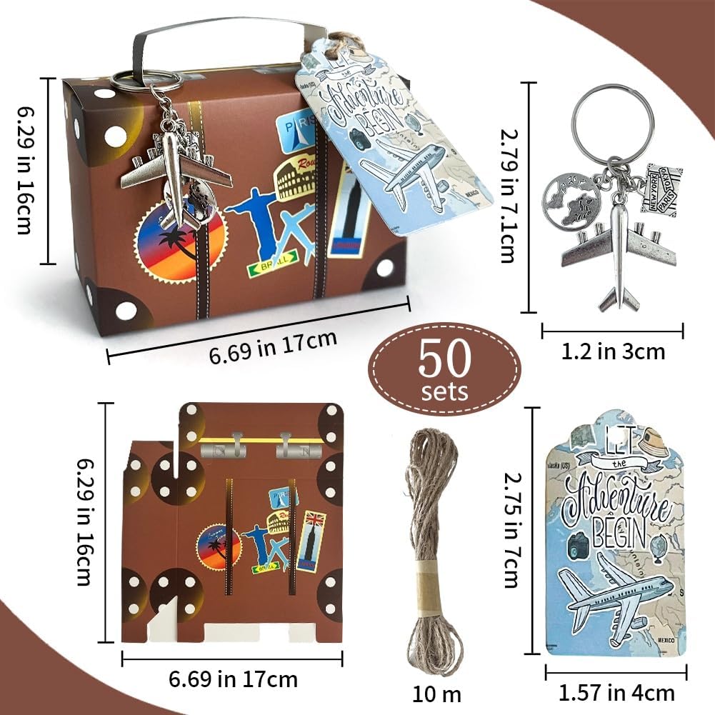 Aizhuang 50 Pcs Suitcase Party Favor Box Set