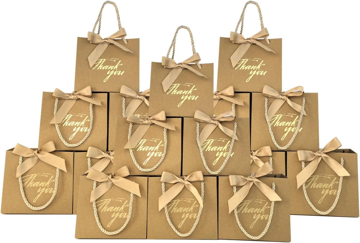 100 Pack Mini Brown Gift Bags with Handles for Party Favors