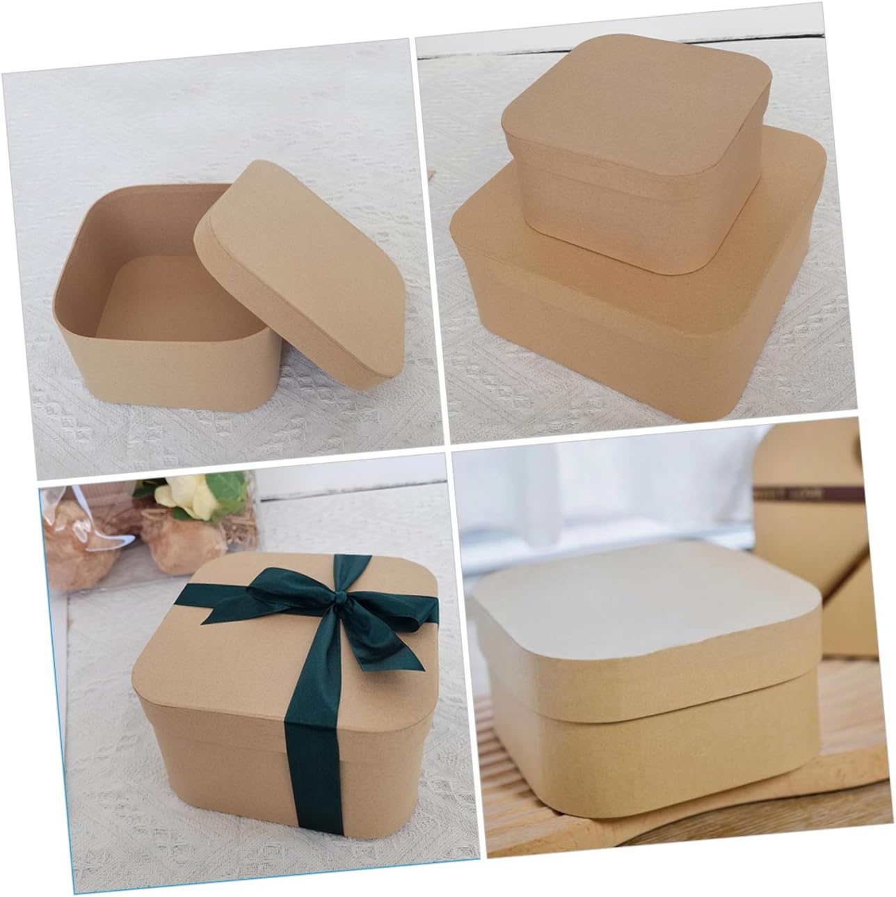 Healvian Square Corner Kraft Gift Box with Lid