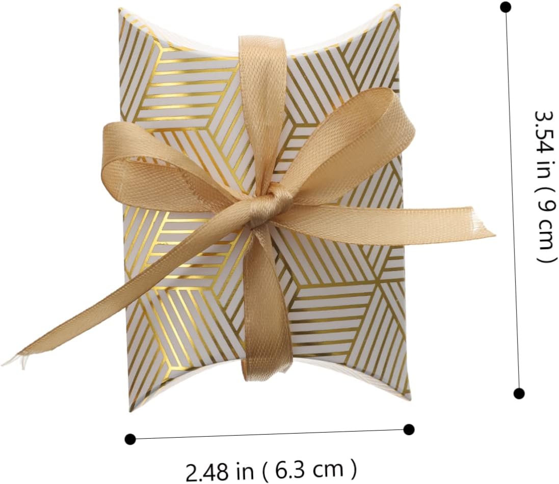 FOMIYES 50pcs Gold Foil Pillow Boxes for Parties and Holidays