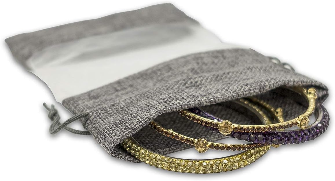 12-Pack Medium Linen Burlap and Organza Gift Bags with Drawstrings