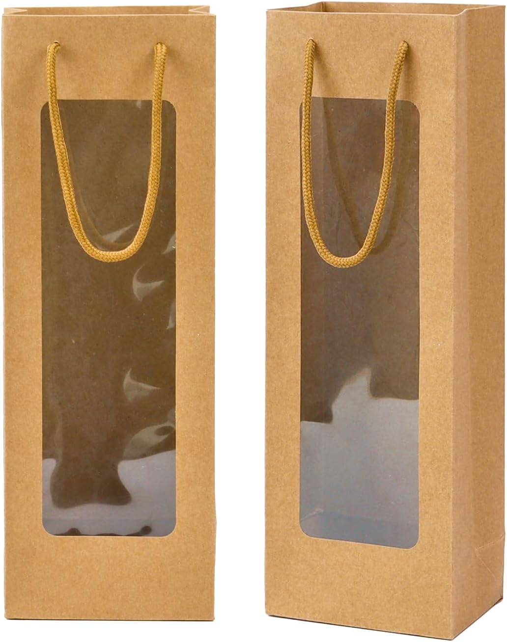 Ssyuysto 12 Pc Brown Wine Gift Bags with Clear Window