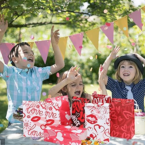 FOIMAS Valentines Day Gift Bags 30pcs Heart Kraft Paper Treat Bags