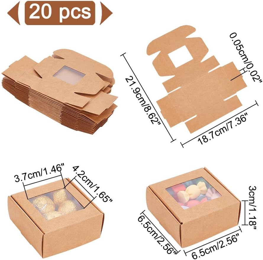 HOBBIESAY 20Pcs Folding Paper Boxes with Clear Window