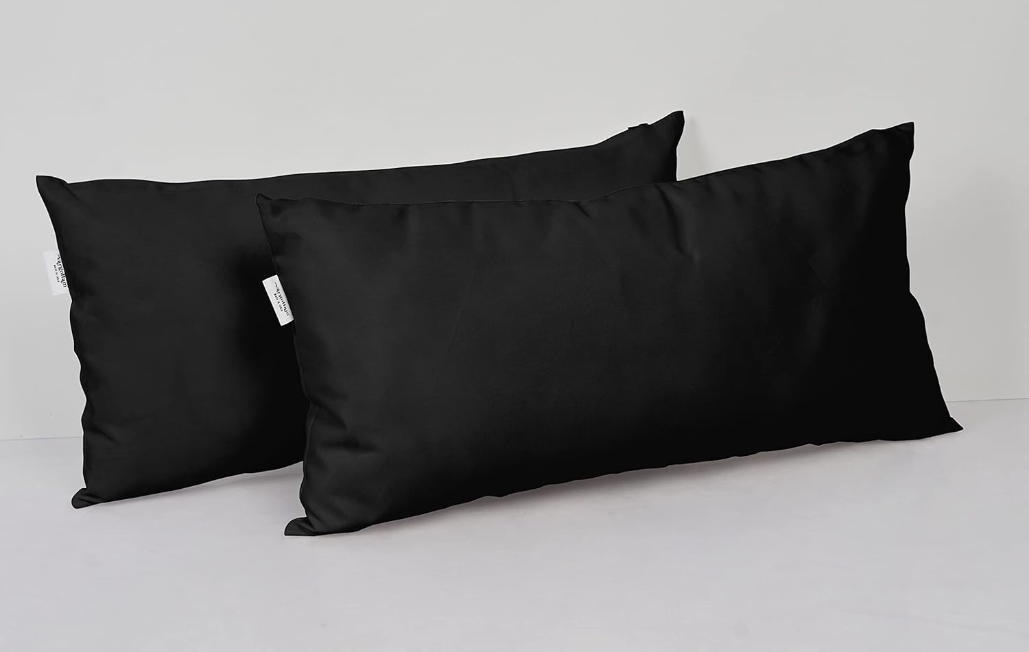 Vargottam Indoor Outdoor Polyester Lumbar Pillow Set of 2 Black