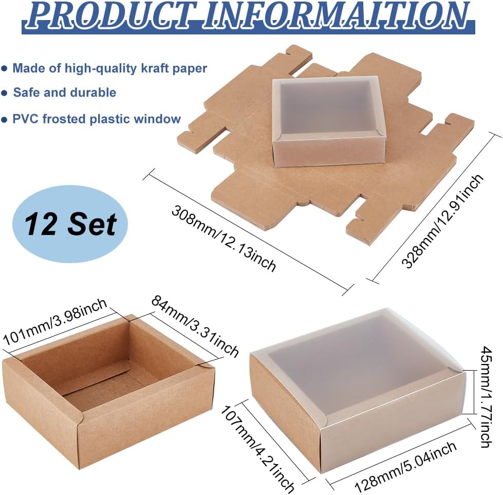 BENECREAT Kraft Gift Boxes with PVC Window