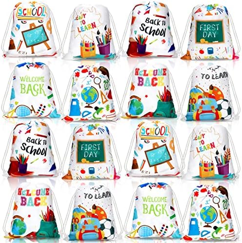 Woanger 16 Pcs Drawstring School Bags with Pattern
