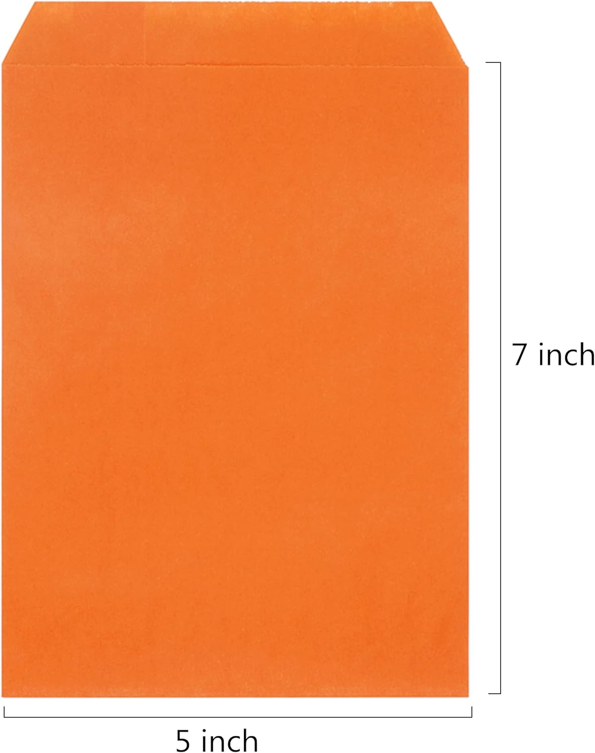 Quotidian Orange Flat Kraft Paper Bags 5x7in Pack of 100