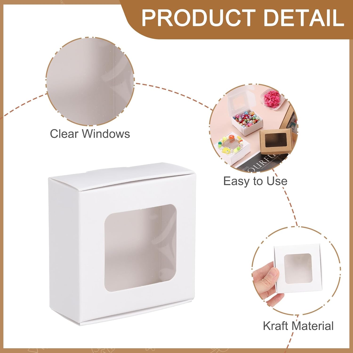 Uxcell 16Pcs Mini Kraft Treat Boxes with Clear Window