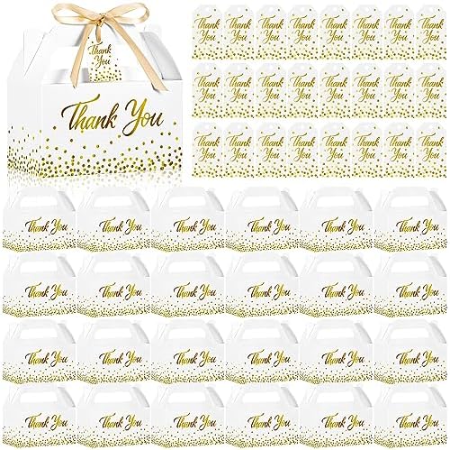 Qilery 24 Piece Thank You Gift Boxes with Ribbon and Card