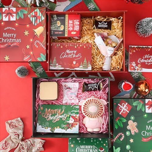 Red Christmas Gift Boxes with Lids 10 Pack