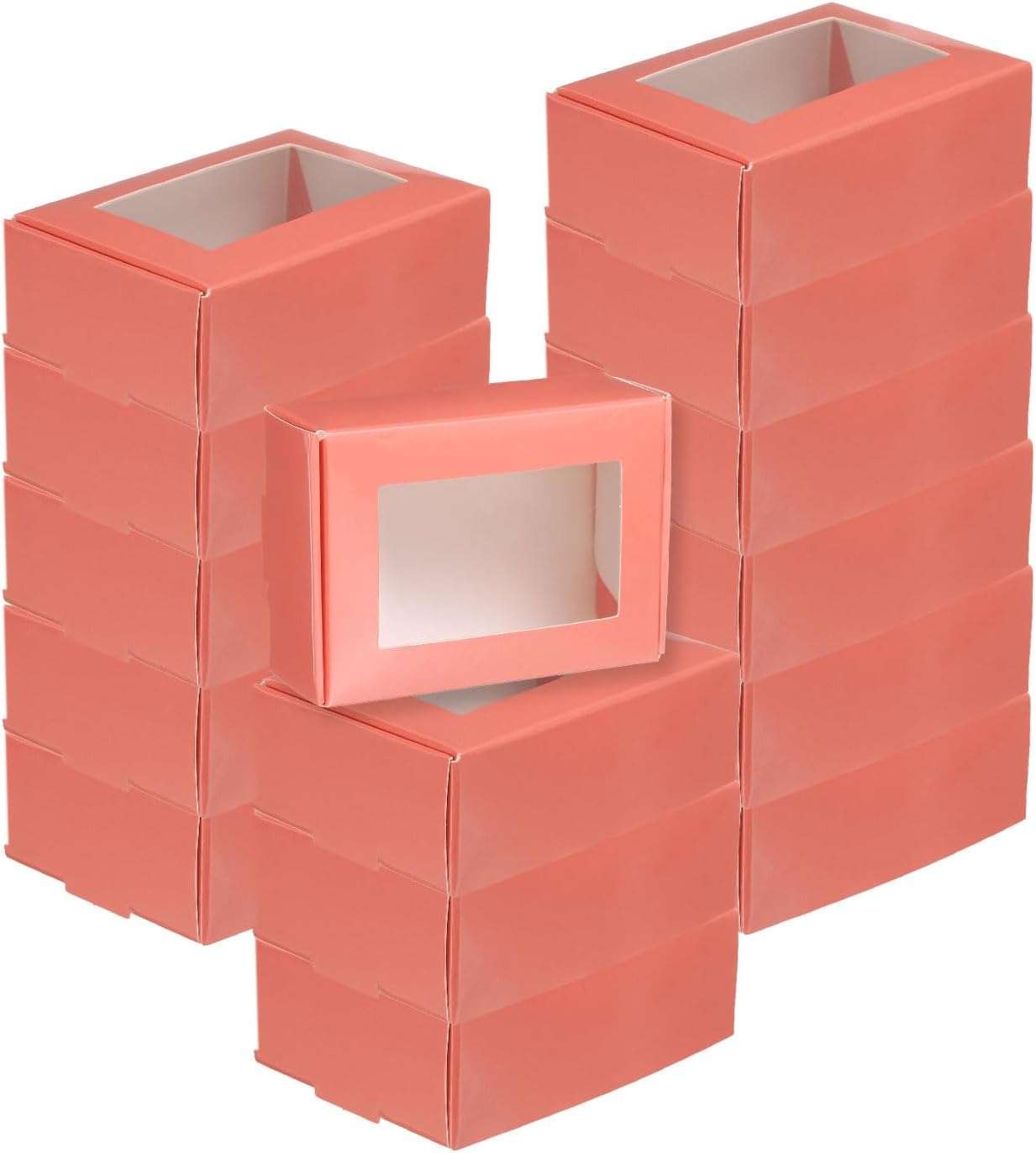 Uxcell 30Pcs Mini Kraft Soap Boxes with Clear Window Pink