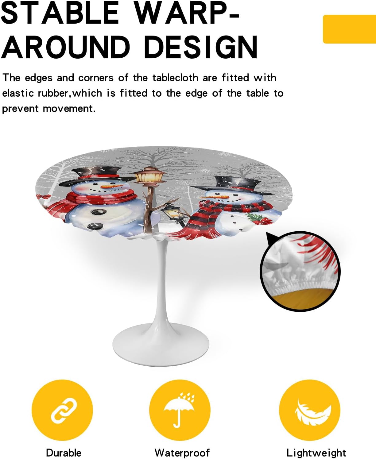 ZOE GARDEN Grey Snowman Round Waterproof Table Cover